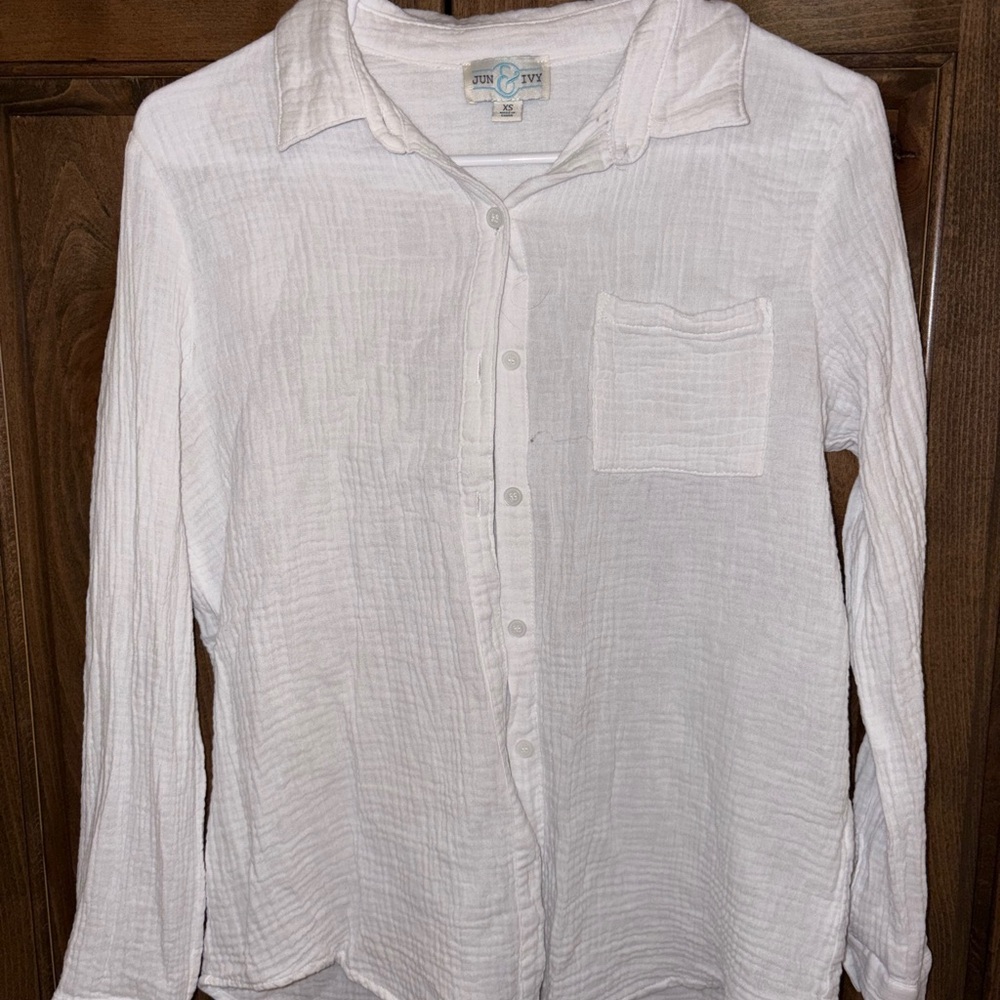 White Linen Button Down  Shirt